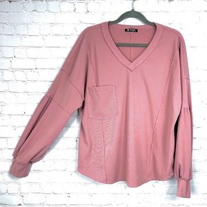 |•BTFBM•| Loose Fit Pink Long Sleeve Top